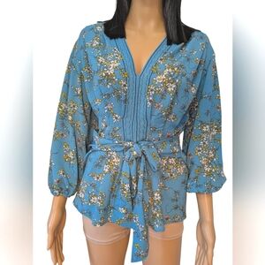 Turquoise Floral Blouse by Max Studio